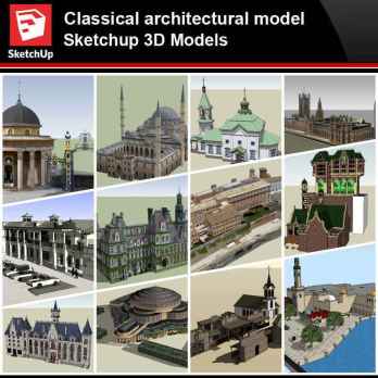 💎【Sketchup Architecture 3D Projects】European Classical Architecture  Sketchup 3D Models V2