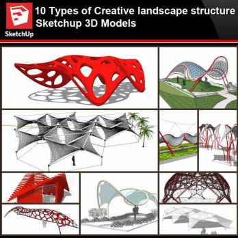 💎【Sketchup Architecture 3D Projects】10 Types of Creative landscape  structure Sketchup 3D Models V1