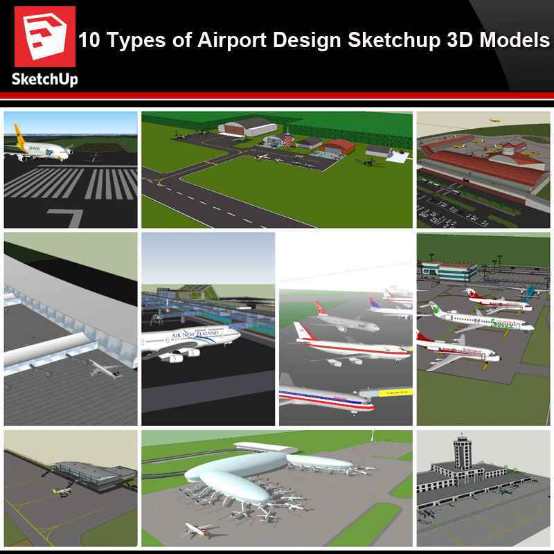 đăSketchup Architecture 3D Projectsă10 Types of Airport Design Sketchup 3D Models V1