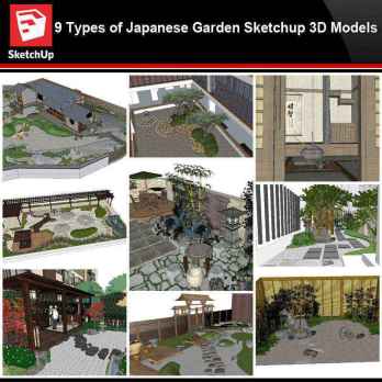 💎【Sketchup Architecture 3D Projects】9 Types of Japanese Garden Sketchup 3D Models
