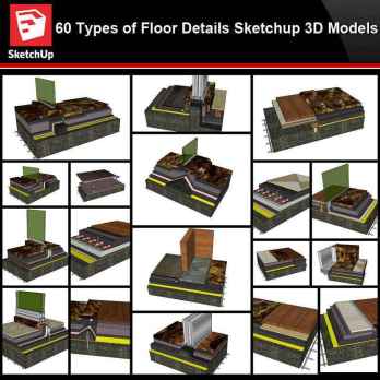 💎【Sketchup Architecture 3D Details】60 Types of Floor Details Sketchup 3D Models