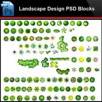 ★Photoshop PSD Blocks-Landscape 2D Tree Design PSD Blocks
