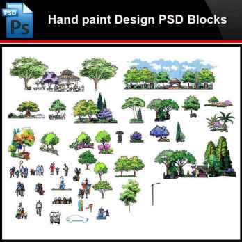 ★Photoshop PSD Blocks-Landscape Hand painted PSD Blocks V13