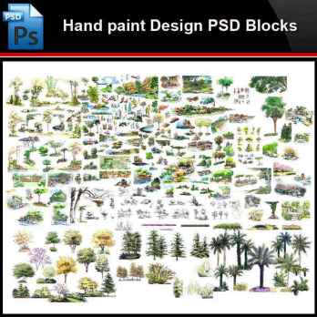 ★Photoshop PSD Blocks-Landscape Hand painted PSD Blocks V19