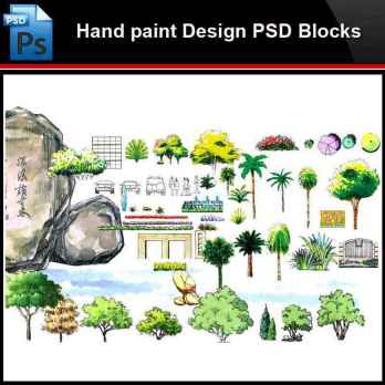 ★Photoshop PSD Blocks-Landscape Hand painted PSD Blocks V22