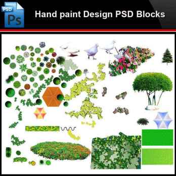 ★Photoshop PSD Blocks-Landscape Hand painted PSD Blocks V32