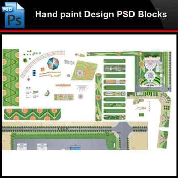 ★Photoshop PSD Blocks-Landscape Hand painted PSD Blocks V37