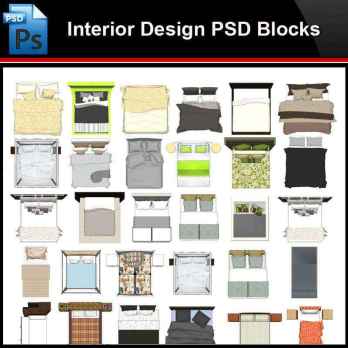 ★Photoshop PSD Blocks-Interior Design -Bed PSD Blocks V1