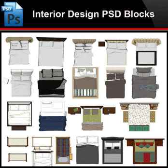 ★Photoshop PSD Blocks-Interior Design -Bed PSD Blocks V2