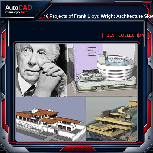 16 Projects of Frank Lloyd Wright Architecture Sketchup 3D Models(Recommanded!!)
