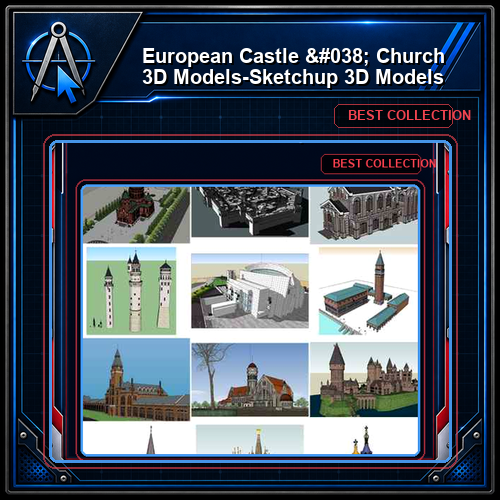 European Castle & Church 3D Models-Sketchup 3D Models(Best Recommanded!!)