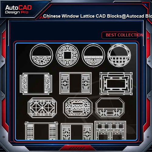 ★【Chinese Window Lattice CAD Blocks】@Autocad Blocks,Drawings,CAD Details,Elevation