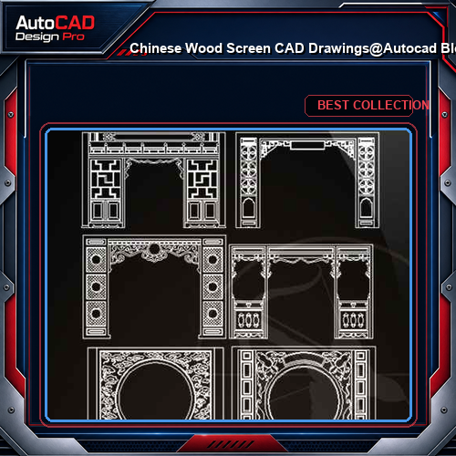 ★【 Chinese Wood Screen CAD Drawings】@Autocad Blocks,Drawings,CAD Details,Elevation