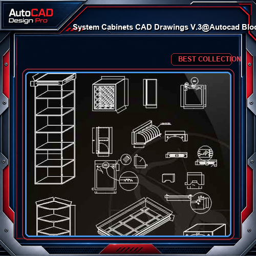 ★【 System Cabinets CAD Drawings V.3】@Autocad Blocks,Drawings,CAD Details,Elevation