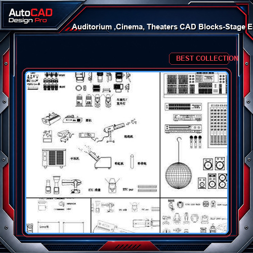 ★【Auditorium ,Cinema, Theaters CAD Blocks-Stage Equipment CAD Blocks】@Cinema Design,Autocad Blocks,Cinema Details,Cinema Section,Cinema elevation design drawings