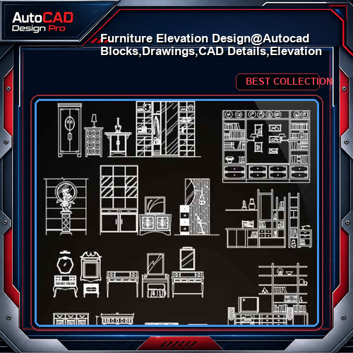 ★【Furniture Elevation Design】@Autocad Blocks,Drawings,CAD Details,Elevation
