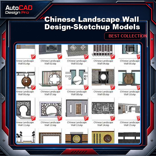 Chinese Landscape Wall Design-Sketchup Models(Best Recommanded!!)