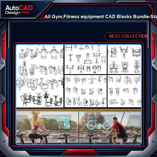 ★【All Gym,Fitness equipment CAD Blocks Bundle-Stadium,Gymnasium, playground, sports hall V.2】@Gem CAD Blocks,Autocad Blocks,Drawings,CAD Details
