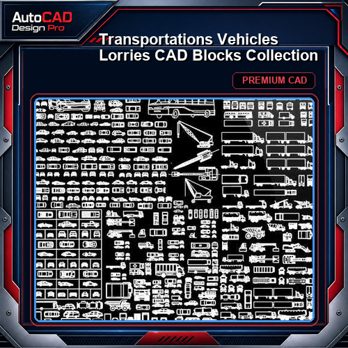 Transportations Vehicles Lorries CAD Blocks Collection