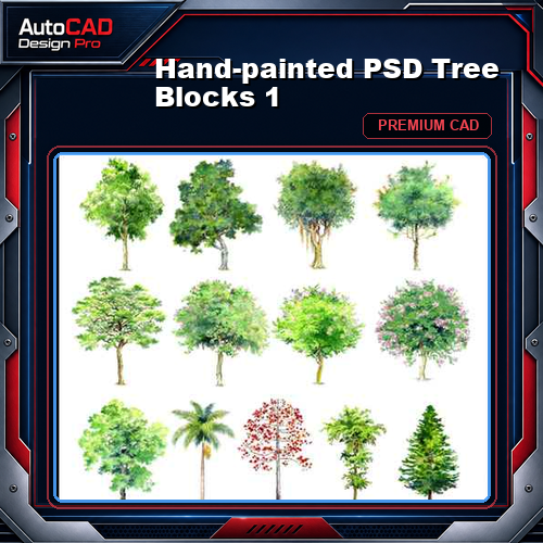 Hand-painted PSD Tree Blocks 1