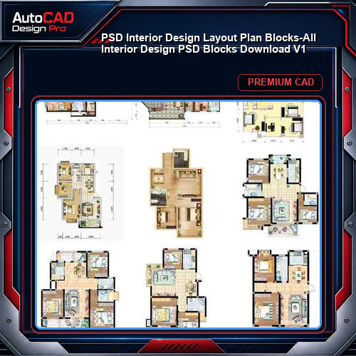 ★【 PSD Interior Design Layout Plan Blocks-All Interior Design PSD Blocks Download V1】