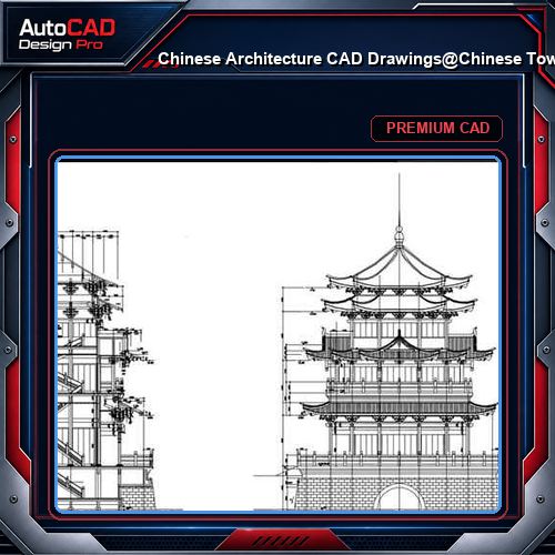 ★【Chinese Architecture CAD Drawings】@Chinese Tower Drawings,CAD Details,Elevation