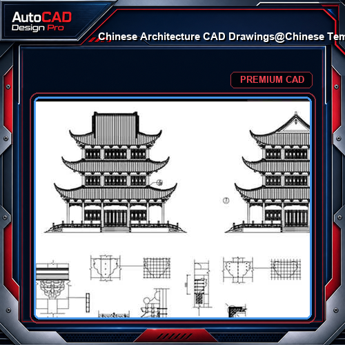 ★【Chinese Architecture CAD Drawings】@Chinese Temple Drawings,CAD Details,Elevation V.2