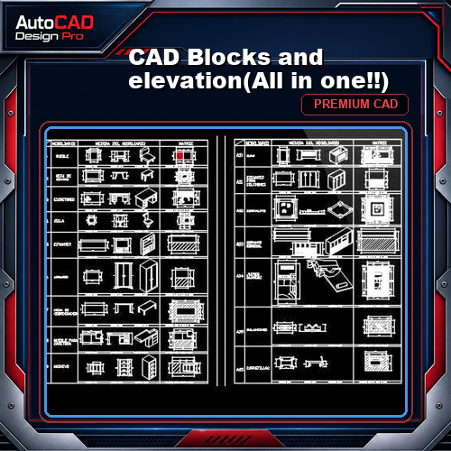 CAD Blocks and elevation(All in one!!)