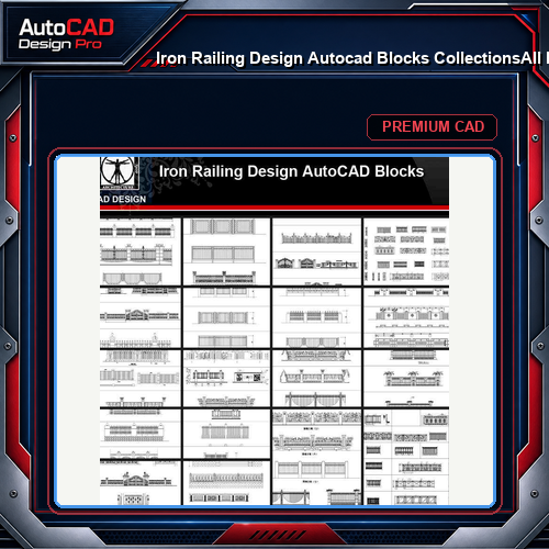 ★【Iron Railing Design Autocad Blocks Collections】All kinds of Forged iron gate CAD Blocks