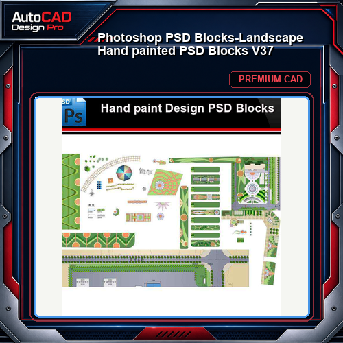 ★Photoshop PSD Blocks-Landscape Hand painted PSD Blocks V37