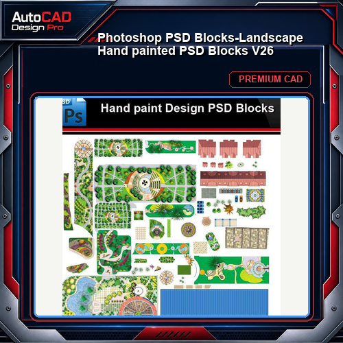 ★Photoshop PSD Blocks-Landscape Hand painted PSD Blocks V26
