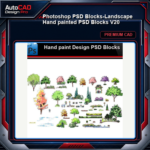 ★Photoshop PSD Blocks-Landscape Hand painted PSD Blocks V20