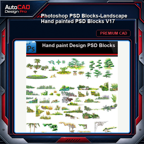 ★Photoshop PSD Blocks-Landscape Hand painted PSD Blocks V17