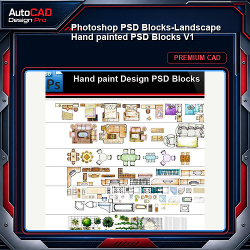 ★Photoshop PSD Blocks-Landscape Hand painted PSD Blocks V1