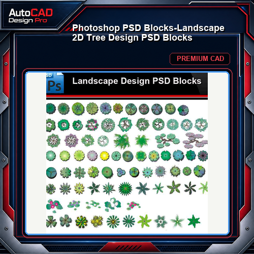 ★Photoshop PSD Blocks-Landscape 2D Tree Design PSD Blocks