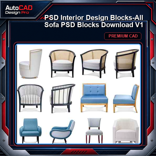 ★【 PSD Interior Design Blocks-All Sofa PSD Blocks Download V1】
