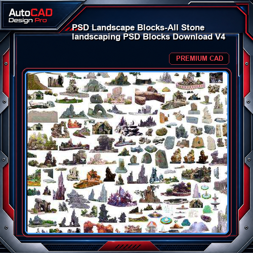 ★【 PSD Landscape Blocks-All Stone landscaping PSD Blocks Download V4】