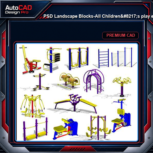 ★【 PSD Landscape Blocks-All Children's play equipment PSD Blocks Download V1】Children's play equipment