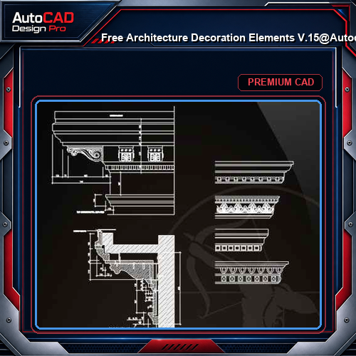 ★【 Free Architecture Decoration Elements V.15】@Autocad Decoration Blocks,Drawings,CAD Details,Elevation